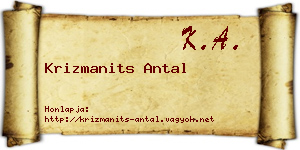 Krizmanits Antal névjegykártya